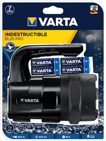 Varta INDESTRUCTIBLE BL20 PRO - Hand-Blinklicht - Schwarz - 4 m - IP54 - LED - 6 W