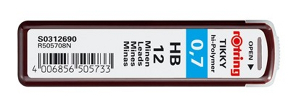 rOtring | Feinminen-Dose mit 12 Nachfüllminen 0 ,7 HB