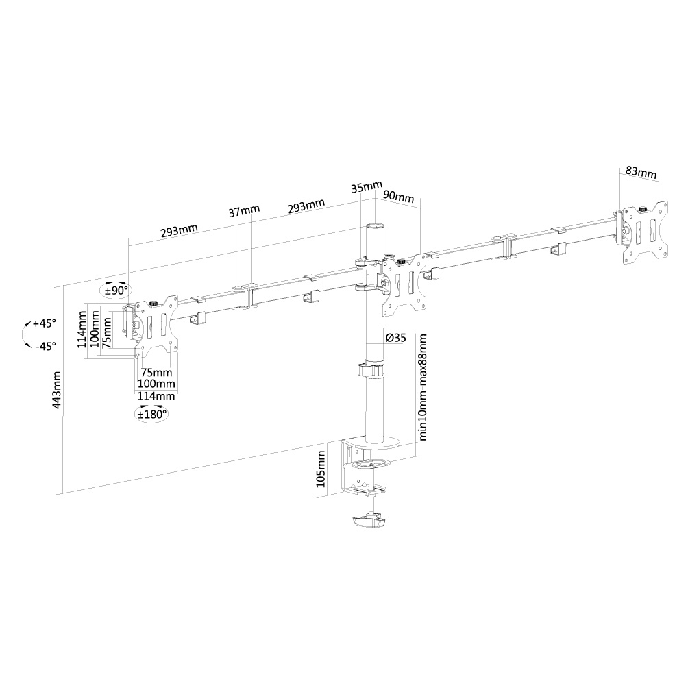 Neomounts by Newstar | TIS 10"-27" 3TFT 4Gelenke schw. Max.7kg
