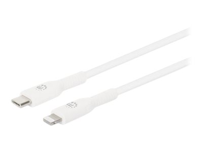 Manhattan Lightning-Kabel - USB-C männlich zu Lightning männlich - 2 m - Doppelisolierung - weiß - geschirmt, geformt, USB-Stromversorgung (18 W)