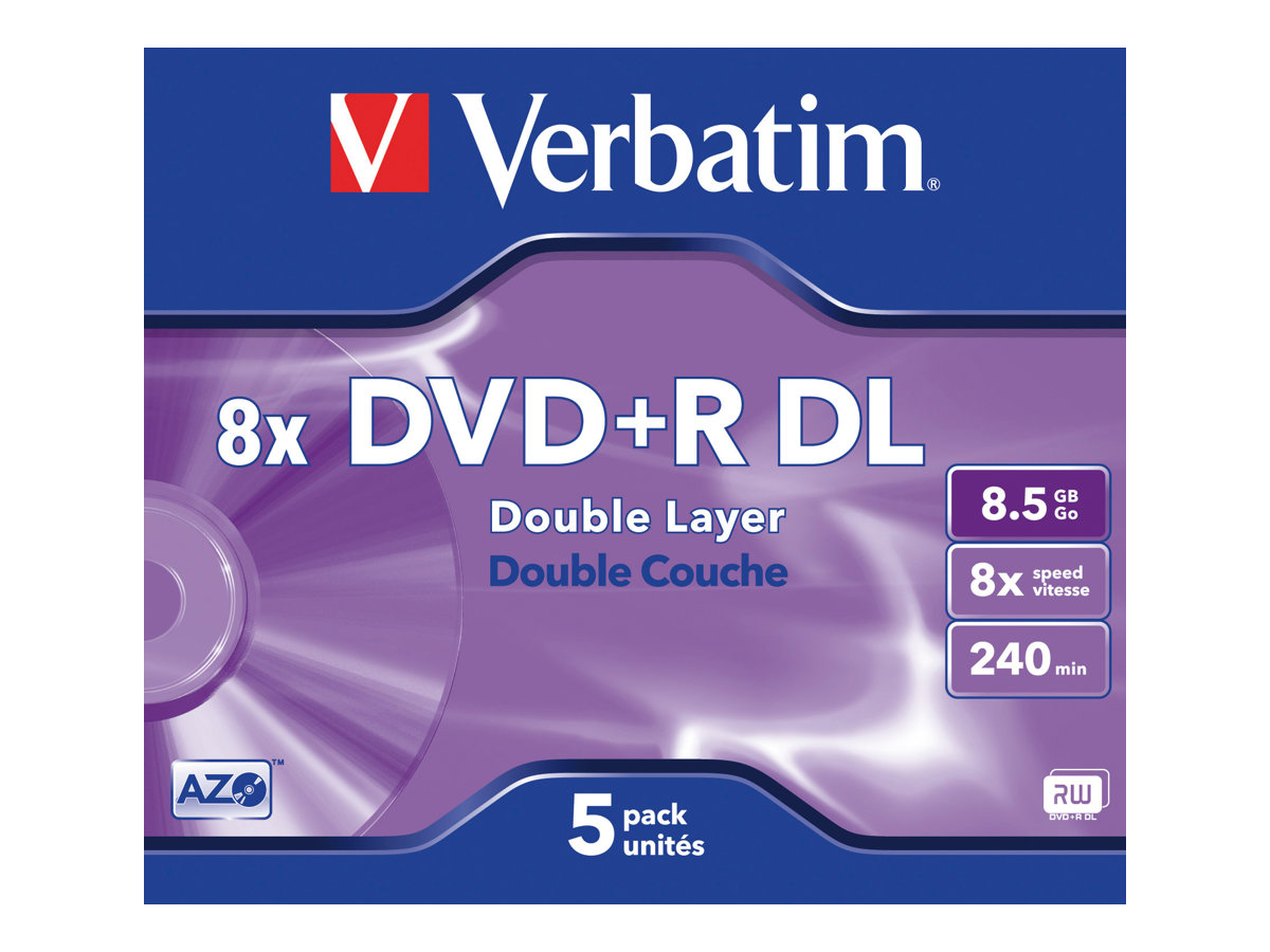 5 x DVD+R DL - 8.5 GB (240 Min.) 8x - mattsilber - Jewel Case (Schachtel)