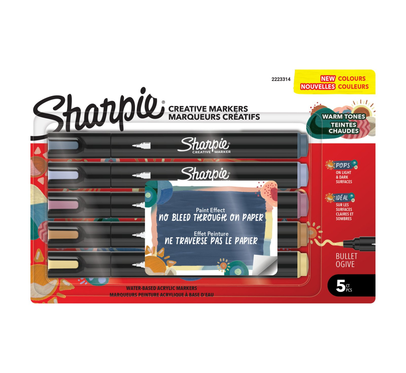 Kreativmarker Rundspitze Acryl Warme Farben 5er Blister
