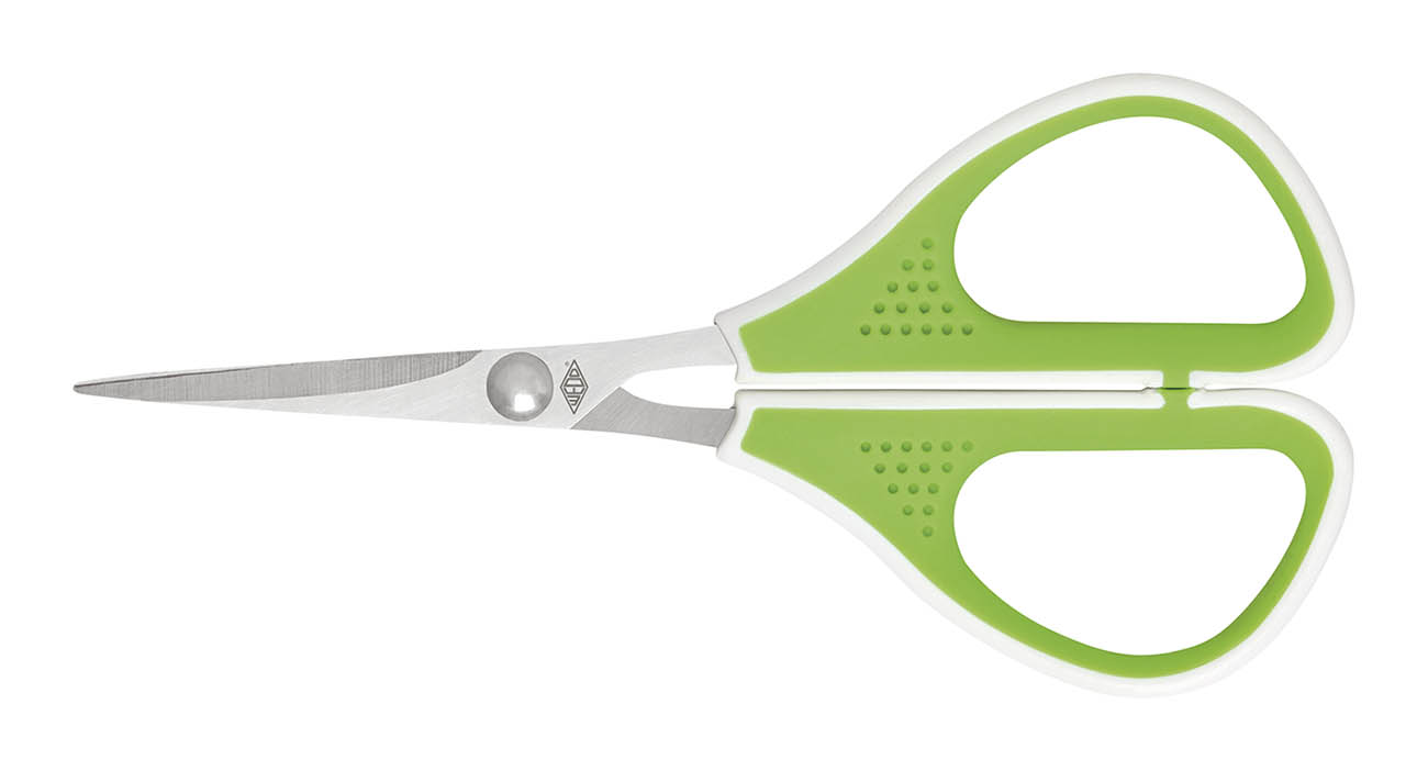 Silhouettenschere Comfortline 11,4 cm – Edelstahl Grün / Weiß