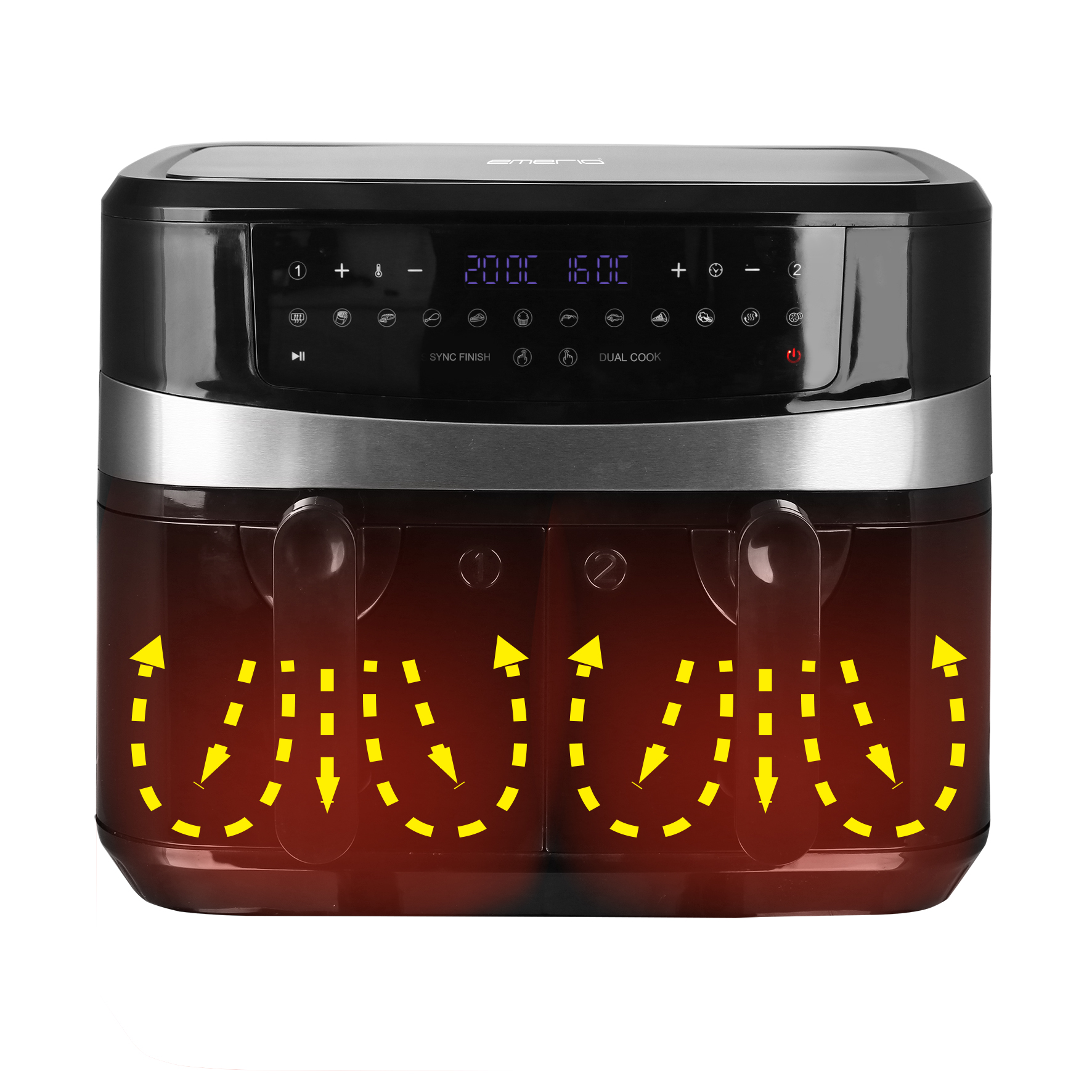 Emerio Heißluftfritteuse, Smart Fryer, 4,5+4,5L, Cool touch