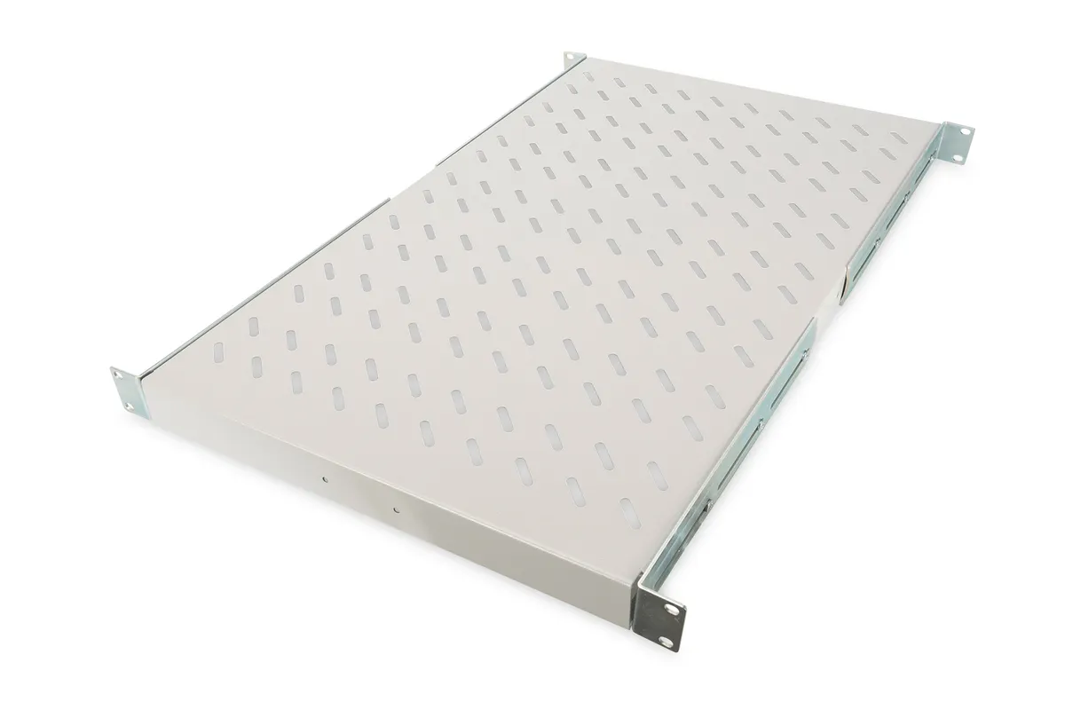 DN-19 TRAY-1-1000 | 19" Fachboden 1HE | 737 mm | 100 kg | RAL 7035