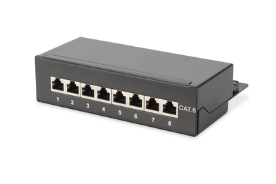Patchpanel 1HE 8-Port Cat6 geschirmt schwarz