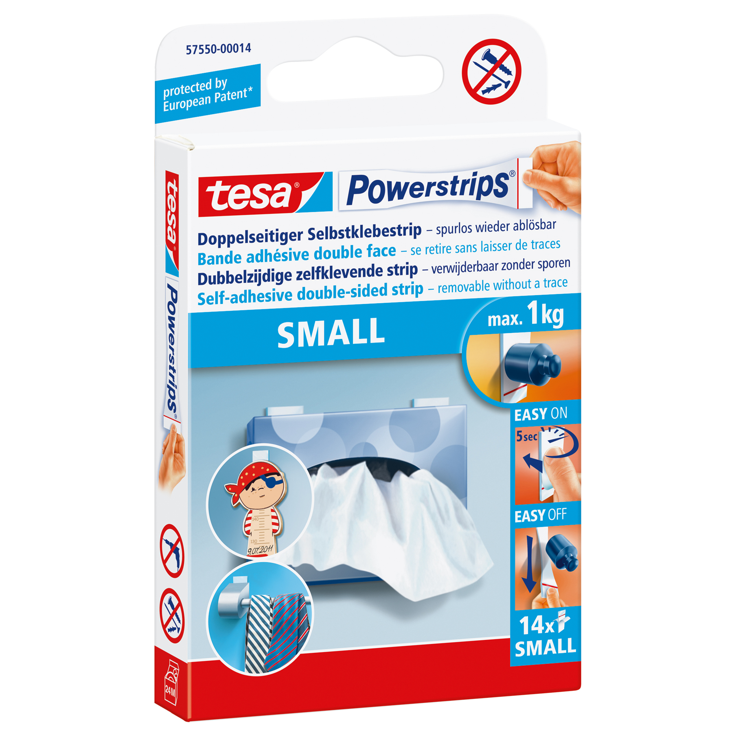 Tesa 57550-00014 - Montage-Etikett - Weiß - 1 kg/cm