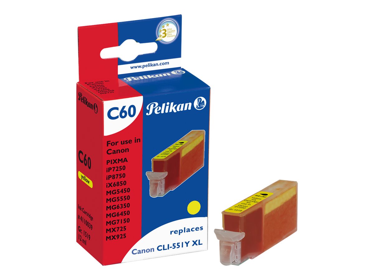 Pelikan Patrone Canon C60 CLI551Y XL yellow  3er Pack kompatibel
