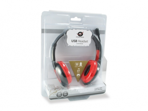 Conceptronic CCHATSTARU2R - Headset - On-Ear - rot