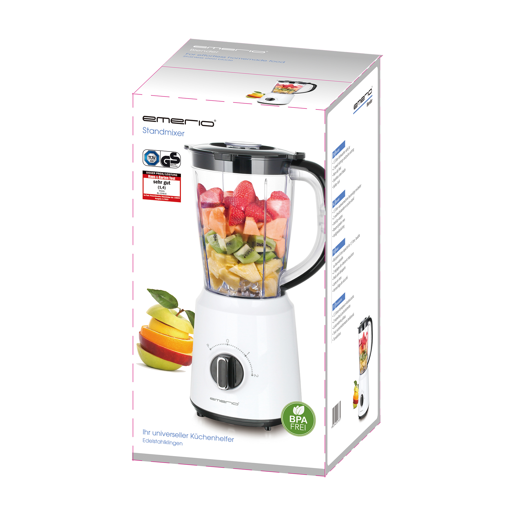 Emerio Standmixer 1.5L Behälter, BPA frei, weiß