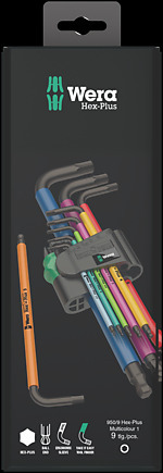 950/9 Hex-Plus Multicolour 1 SB Winkelschlüsselsatz, metrisch, BlackLaser, 9‑teilig