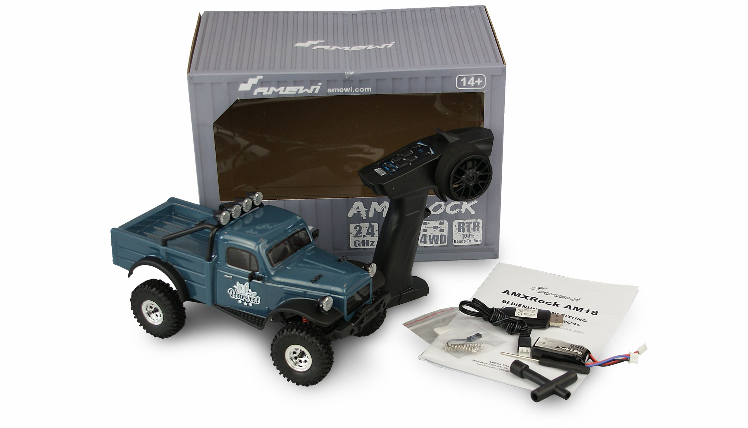 Amewi | AMXROCK AM18 HARVEST SCALE CRAWLER | 1:18 | RTR | BLAU