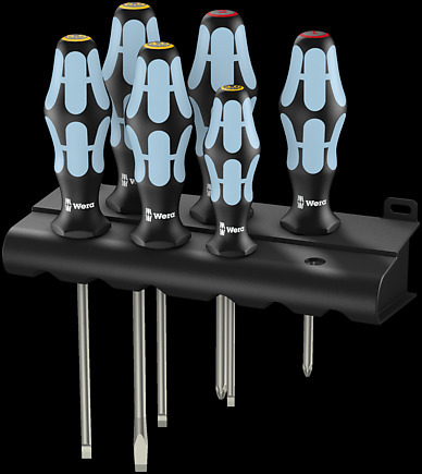 3334/6 Schraubendrehersatz, Edelstahl + Rack, 6‑teilig