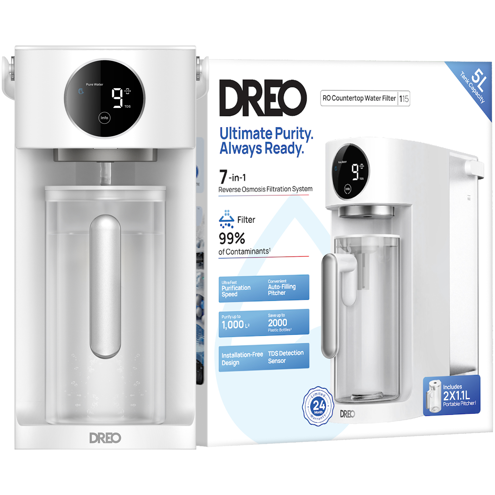 Wasserfiltersystem mit 7-Stufen-Filter und TDS-Anzeige