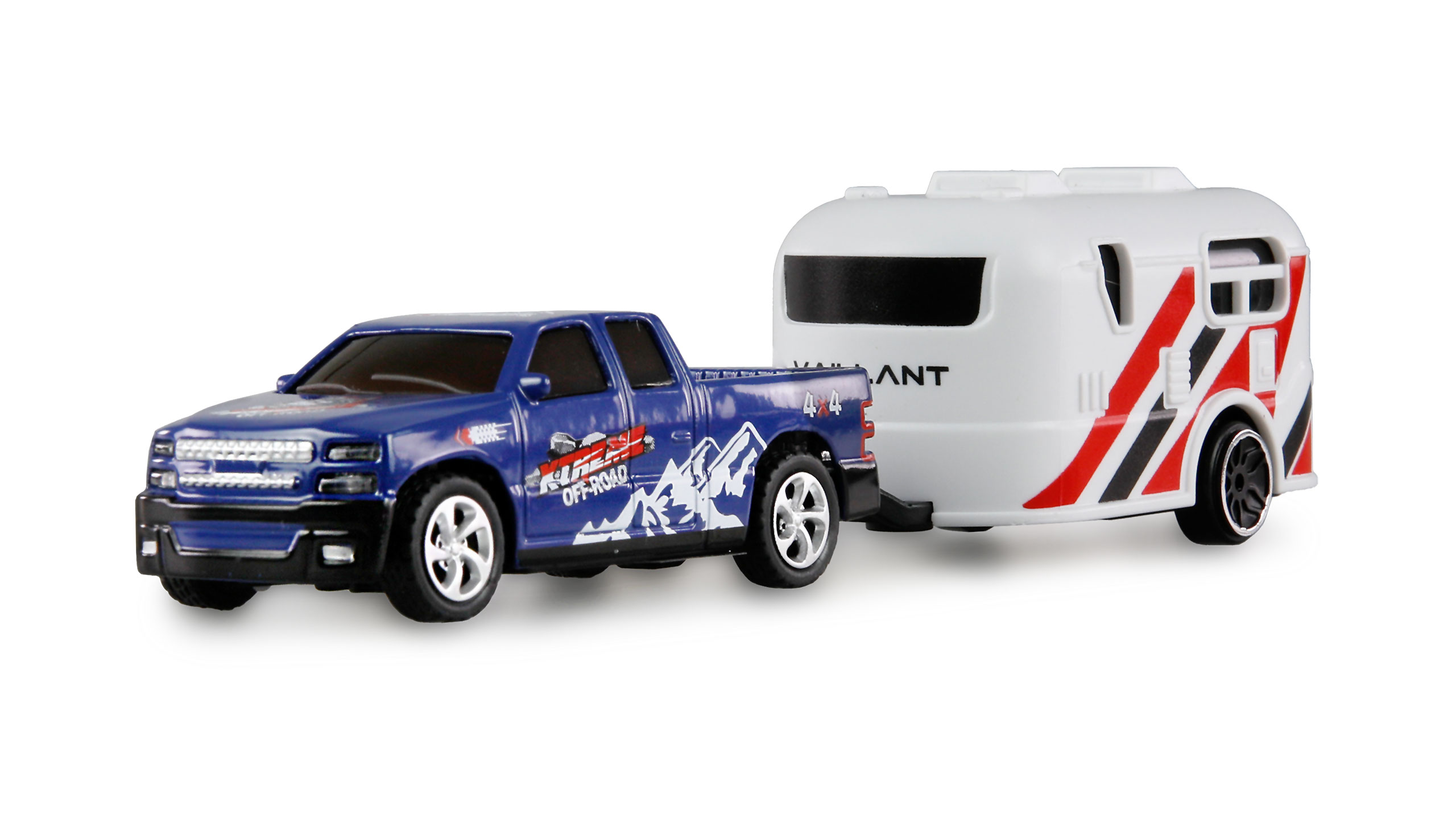RC Pickup Die Cast mit Wohnwagen 1:64 RTR blau
