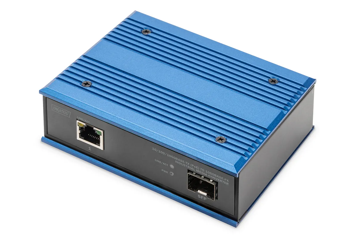 DN-652104-1 | Industrie Medienkonverter | Gigabit RJ45 PoE+ | SFP | 30 W | DIN-Schiene