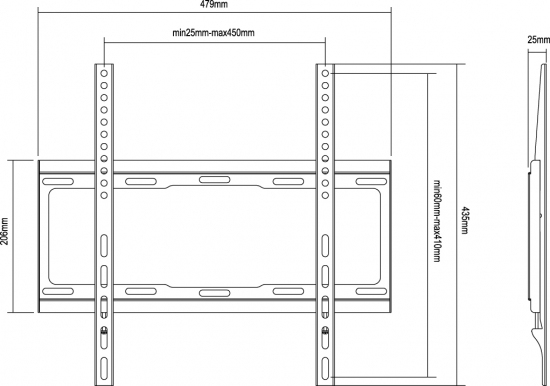 equip Befestigungskit (Wandmontagehalterung) für Flachbildschirm - kaltgewalzter Stahl - Schwarz - Bildschirmgröße: 81-140 cm (32"-55")