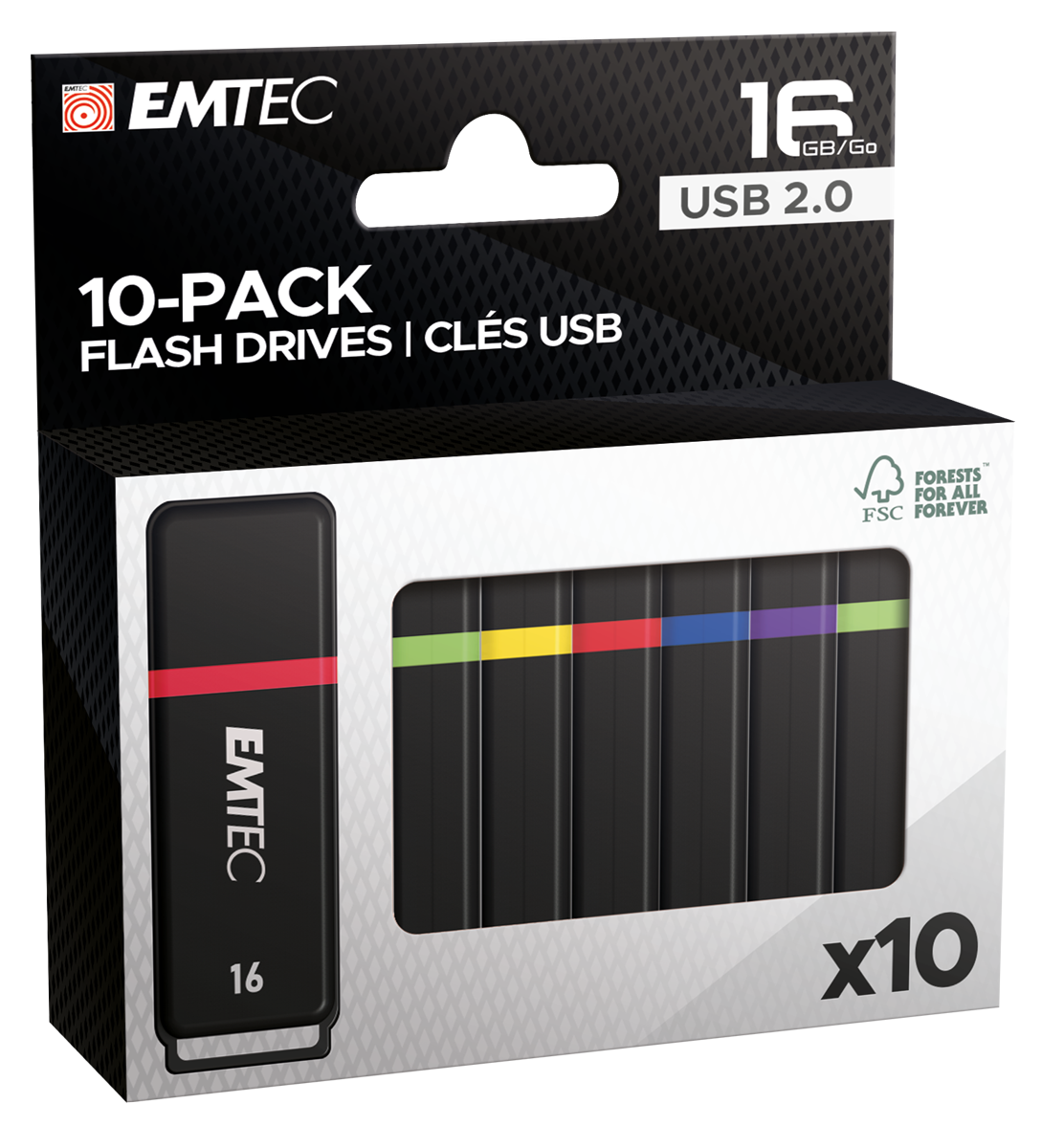 USB-Stick 16 GB USB 2.0 10er Pack Color Mix retail