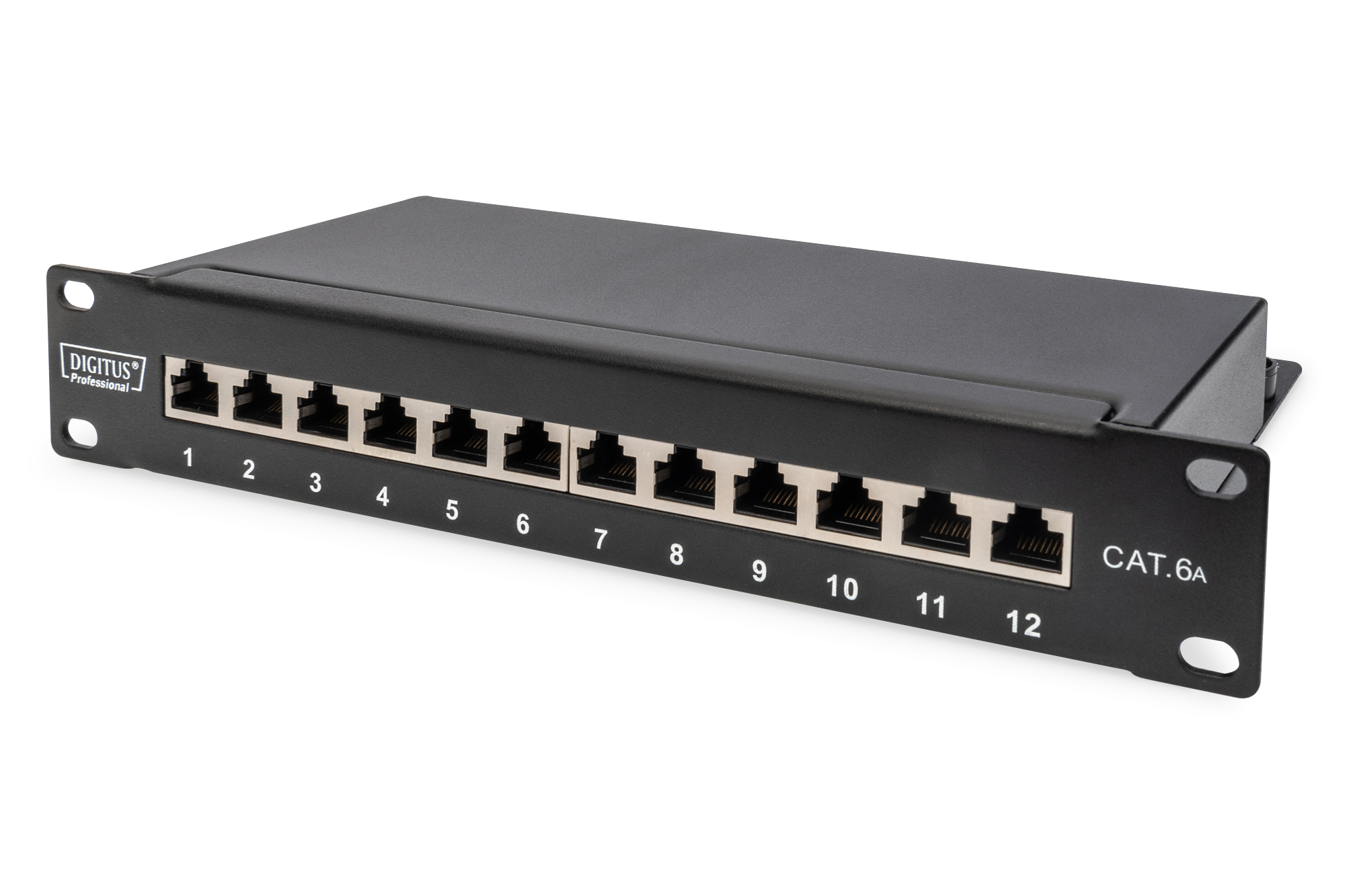 Cat.6A Patch Panel, geschirmt, 12-Port, 10",schwarz