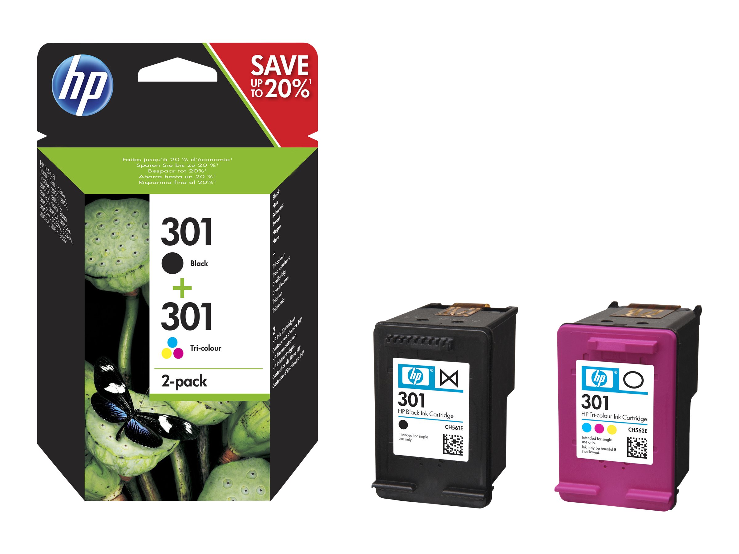 301 - 2er-Pack - Schwarz, Farbe (Cyan, Magenta, Gelb)