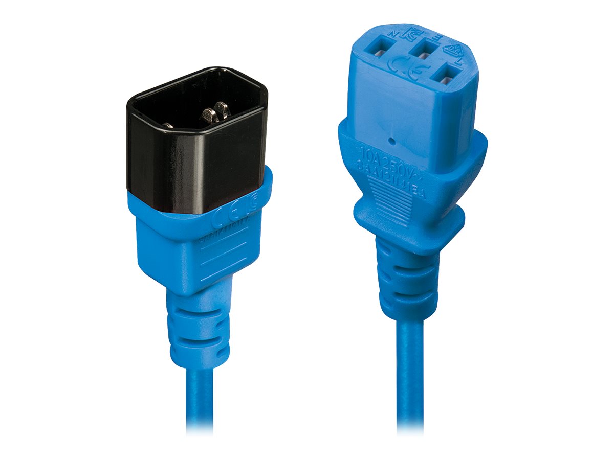1m Netzverlängerungskabel C14 an C13, bleifrei, blau