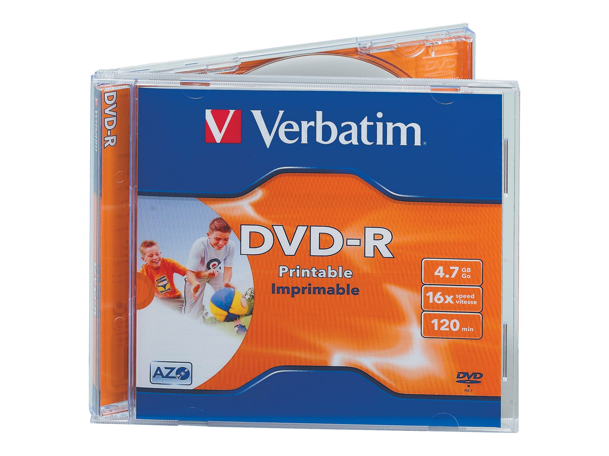 10 x DVD-R - 4.7 GB 16x - breite bedruckbare Fläche für Fotos - Jewel Case (Schachtel)