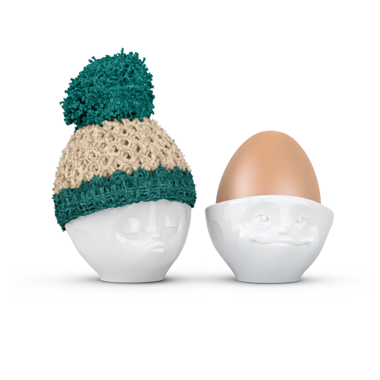 FIFTYEIGHT Eierwärmer Mütze Elfenbein/Smaragd