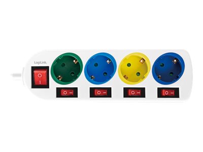 Multicolor - Steckdosenleiste - Wechselstrom 250 V - 3680 Watt - Ausgangsanschlüsse: 4 (4 x CEE 7/3)