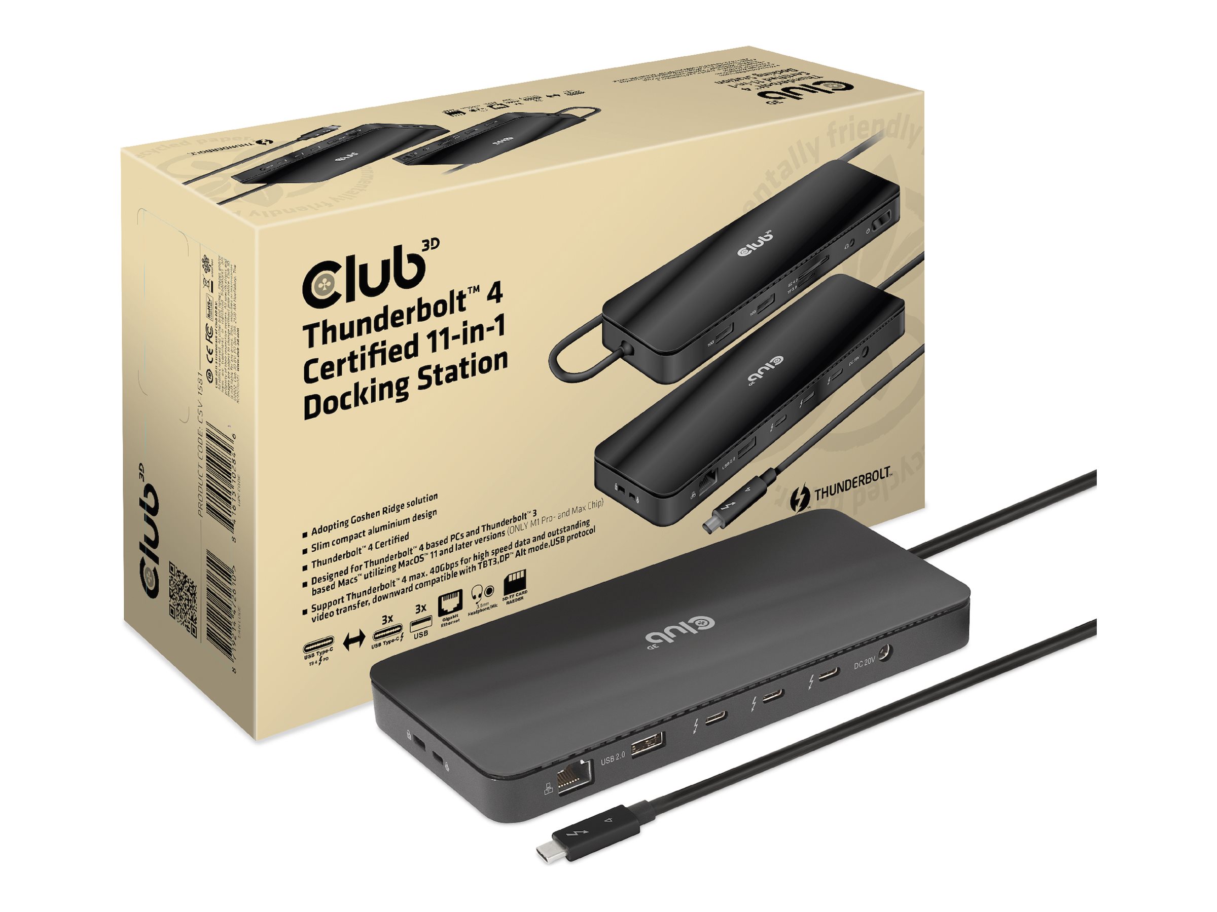Club3D Thunderbolt4 11-in-1 Dockingstation 2 Displays  St/Bu retail