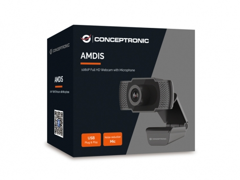 Conceptronic AMDIS 1080P Full HD-Webcam mit Mikrofon - 2 MP - 1920 x 1080 Pixel - 30 fps - Webcam