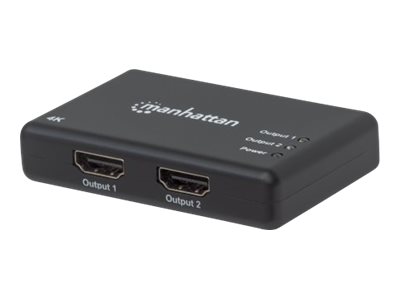 Manhattan 4K 2-Port HDMI-Splitter, 4K@30Hz, Stromversorgung über Netzteil, schwarz