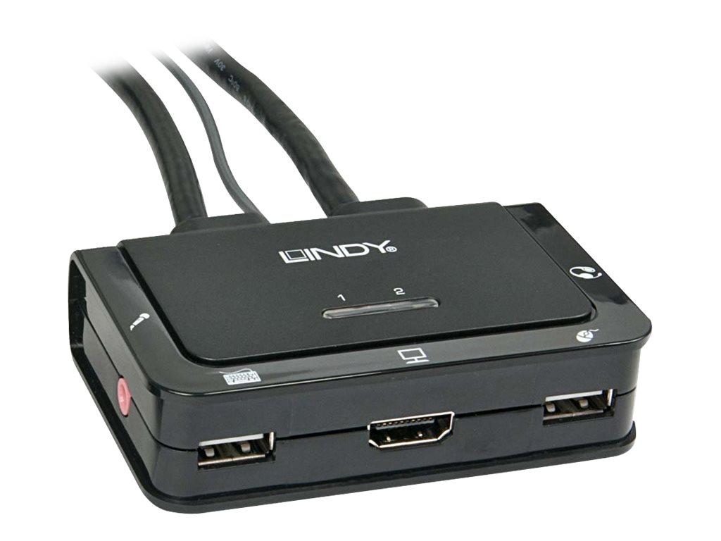 2 Port Kabel KVM Switch, HDMI 4K30, USB 2.0 & Audio