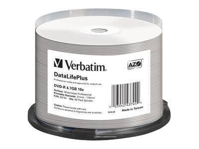 DVD-R  Verbatim 4,7GB 50pcs Spin Wide printable no-ID 16x