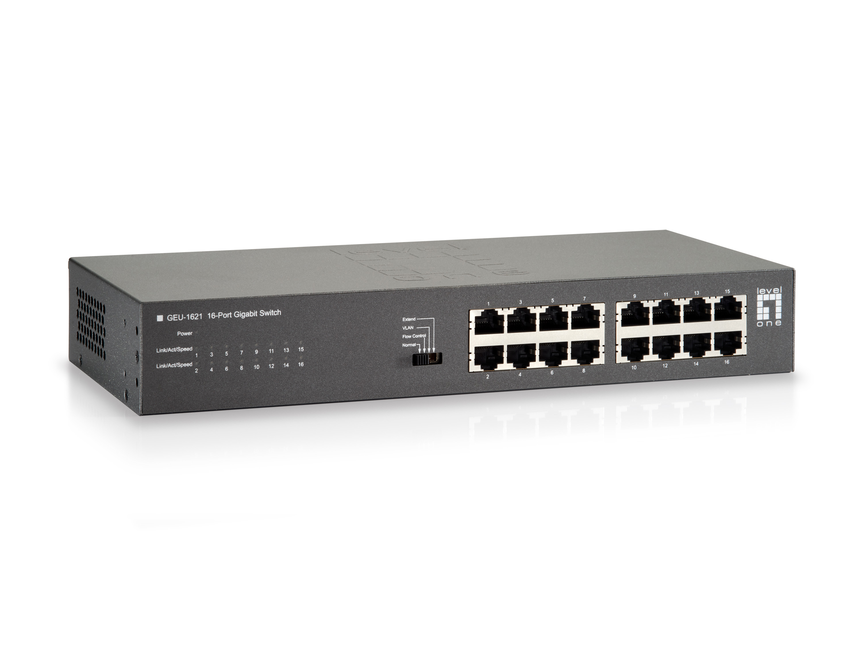 Switch 16xGE +4-Mode Dip       19" unmanaged Metall