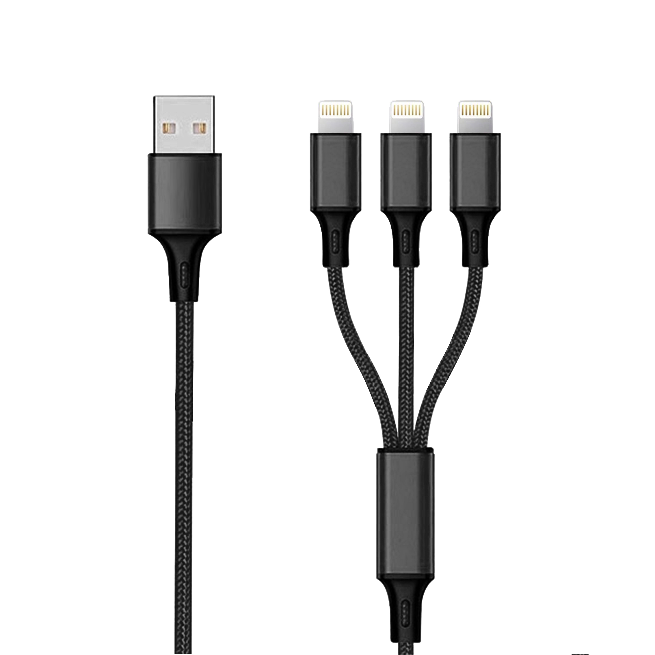 3 in 1 USB Ladekabel - schwarz - 150cm für Apple 8-Pin