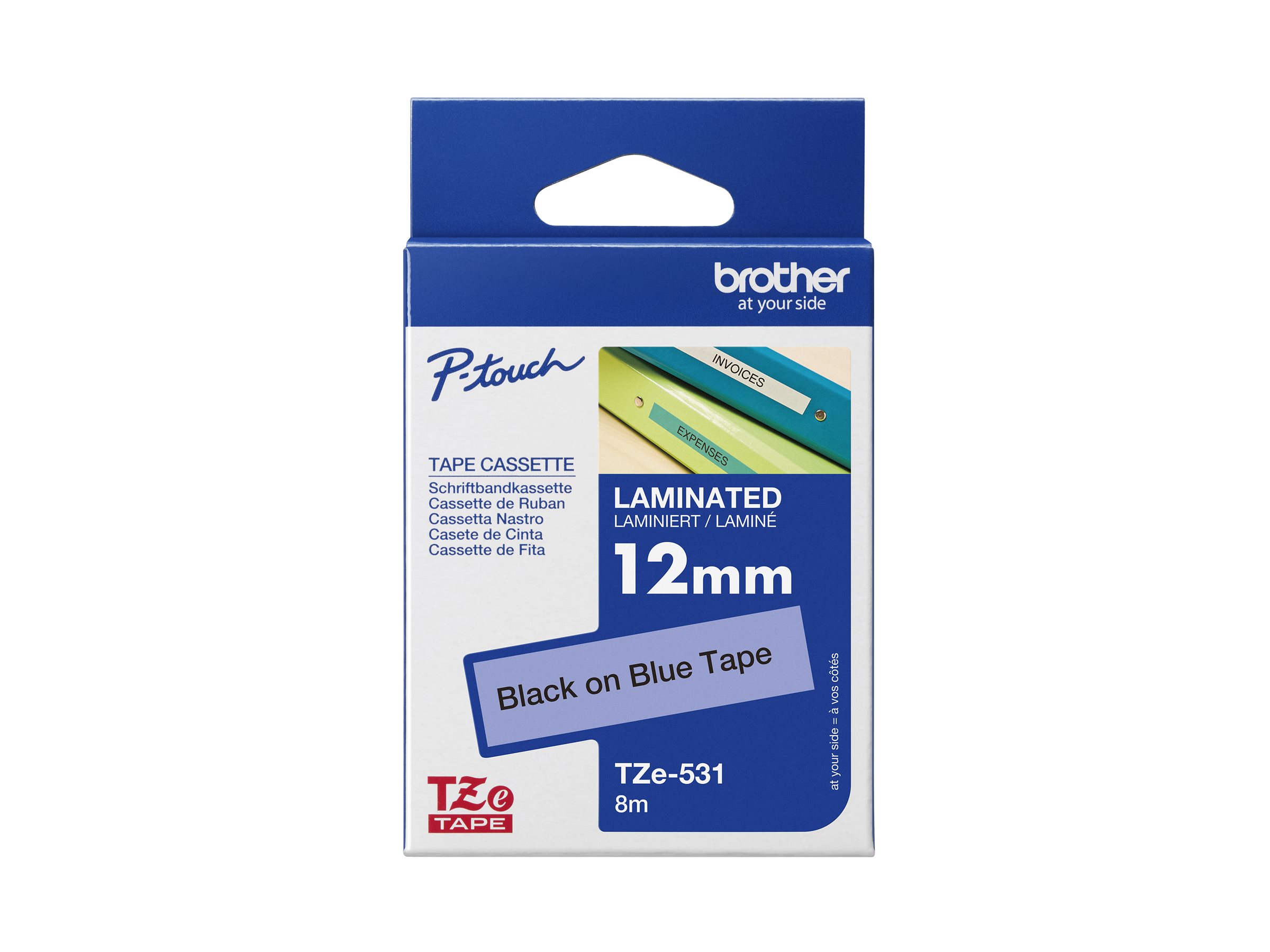 Schriftbandkassette Brother 12mm schwarz/blau TZE531