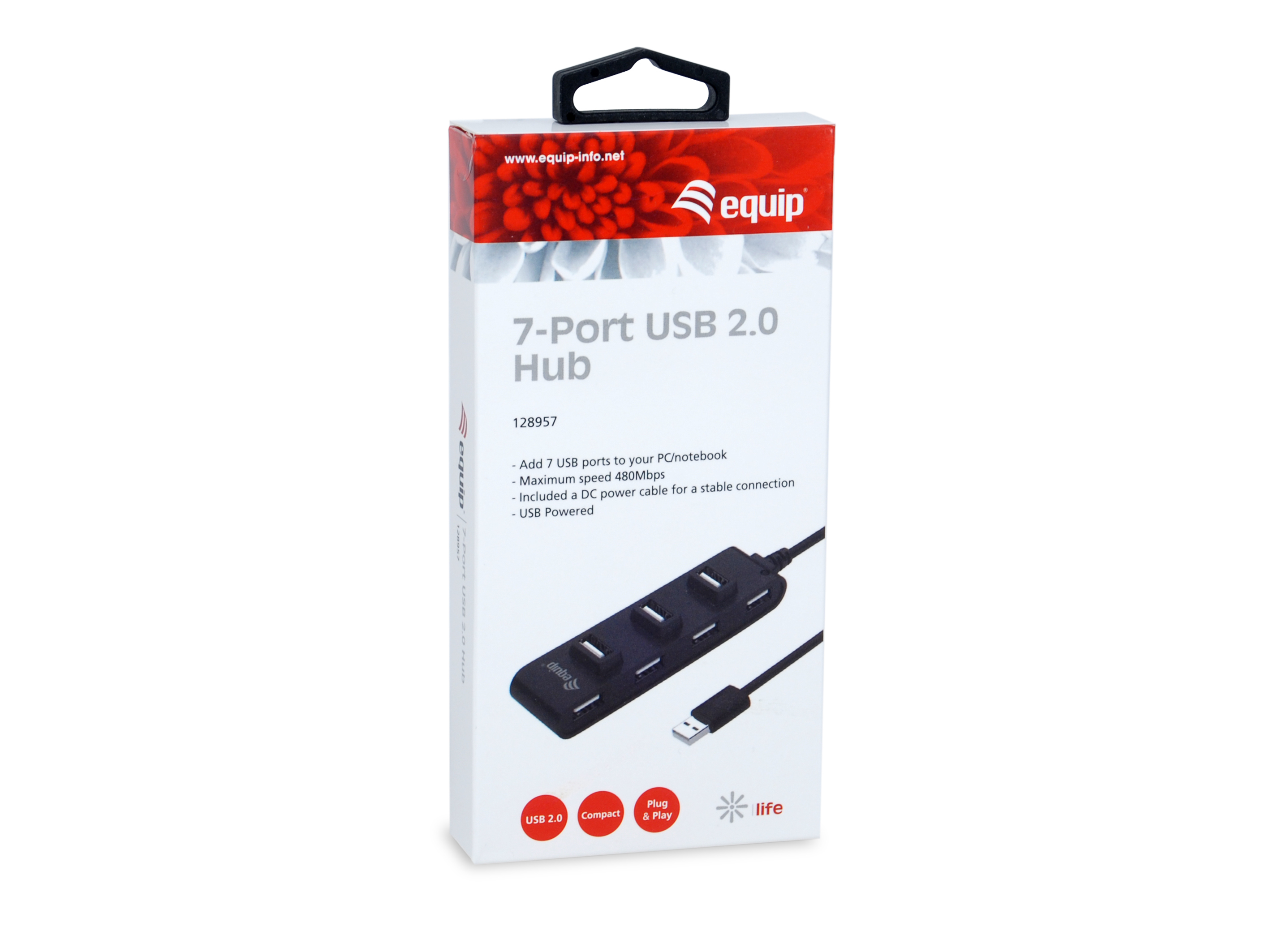 equip USB-Hub USB 2.0 St -  7x Bu 0.15cm 480Mbps schwarz