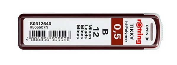 rOtring | Feinminen-Dose mit 12 Nachfüllminen 0 ,5 HB