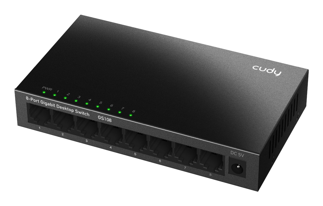 GS1008 | 8-Port Gigabit Metall Switch | Unmanaged | Lüfterlos | Plug & Play