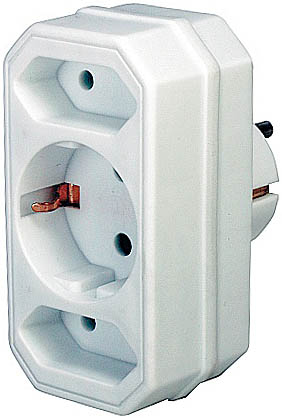 Adapterstecker | Euro 2 + Schutzkontakt 1 weiß