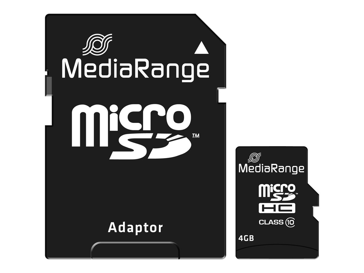MediaRange SD MicroSD Card  4GB SD CL.10 inkl. Adapter