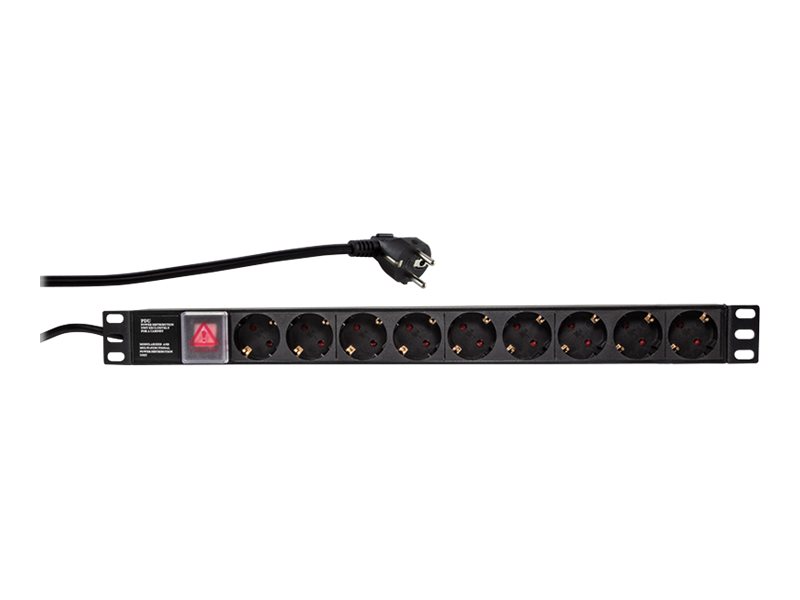 Stromverteilungseinheit (Rack - einbaufähig) - Wechselstrom 250 V - 3500 Watt - Eingabe, Eingang CEE 7/7 - Ausgangsanschlüsse: 9 (Stromversorgung)