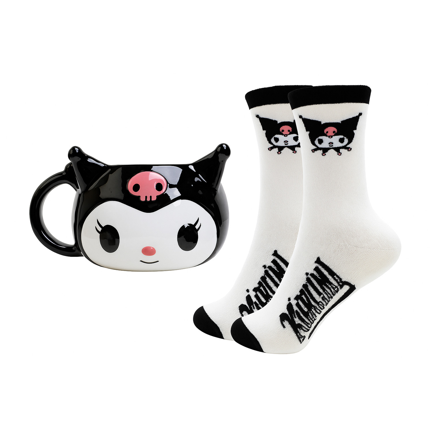 BlueSkyStudios Sanrio Tasse mit Socken Kuromi 3D