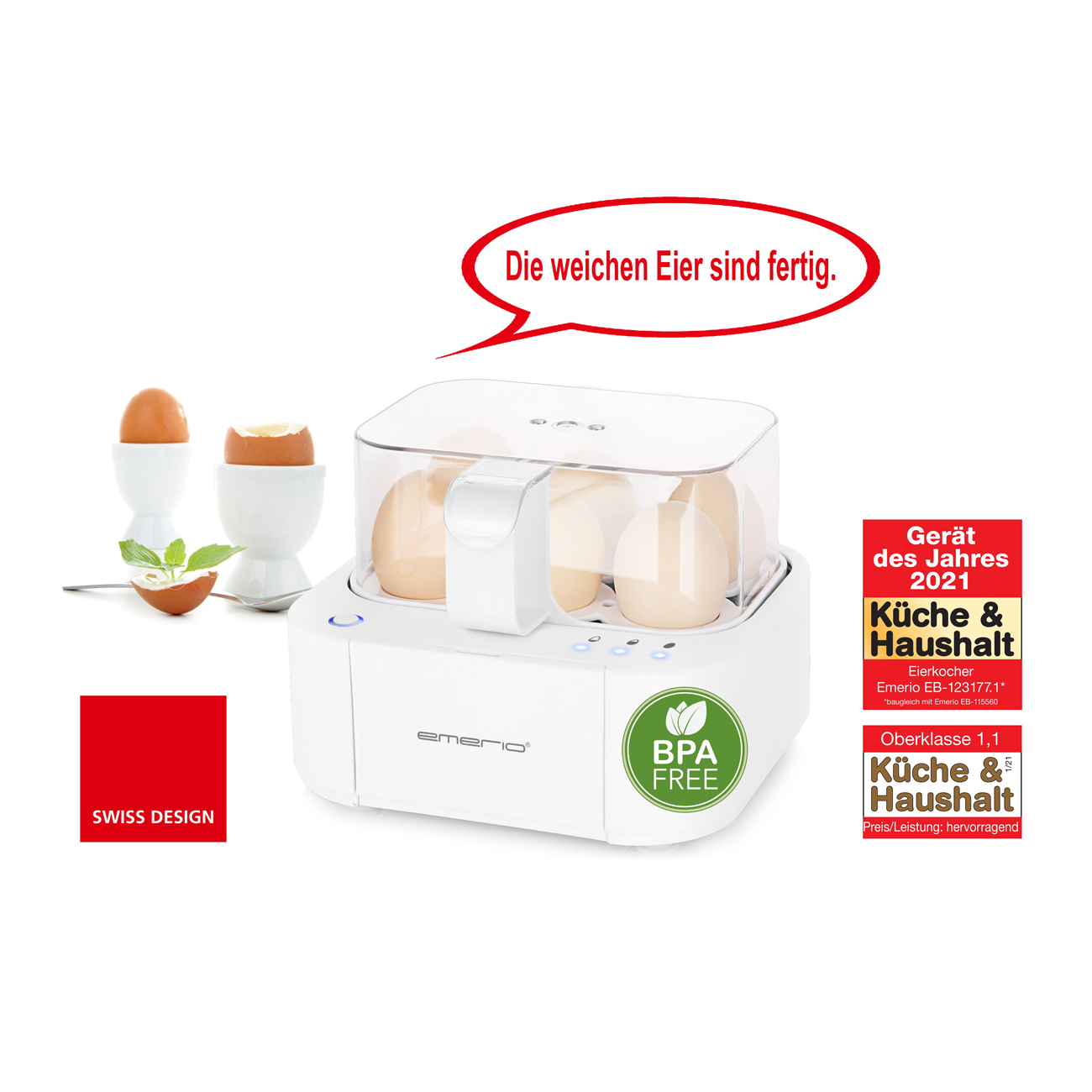 Eierkocher | 6 Eier | Weiß