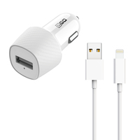 Kfz-Lade-Set 2-teilig  USB auf Lightning  weiß
