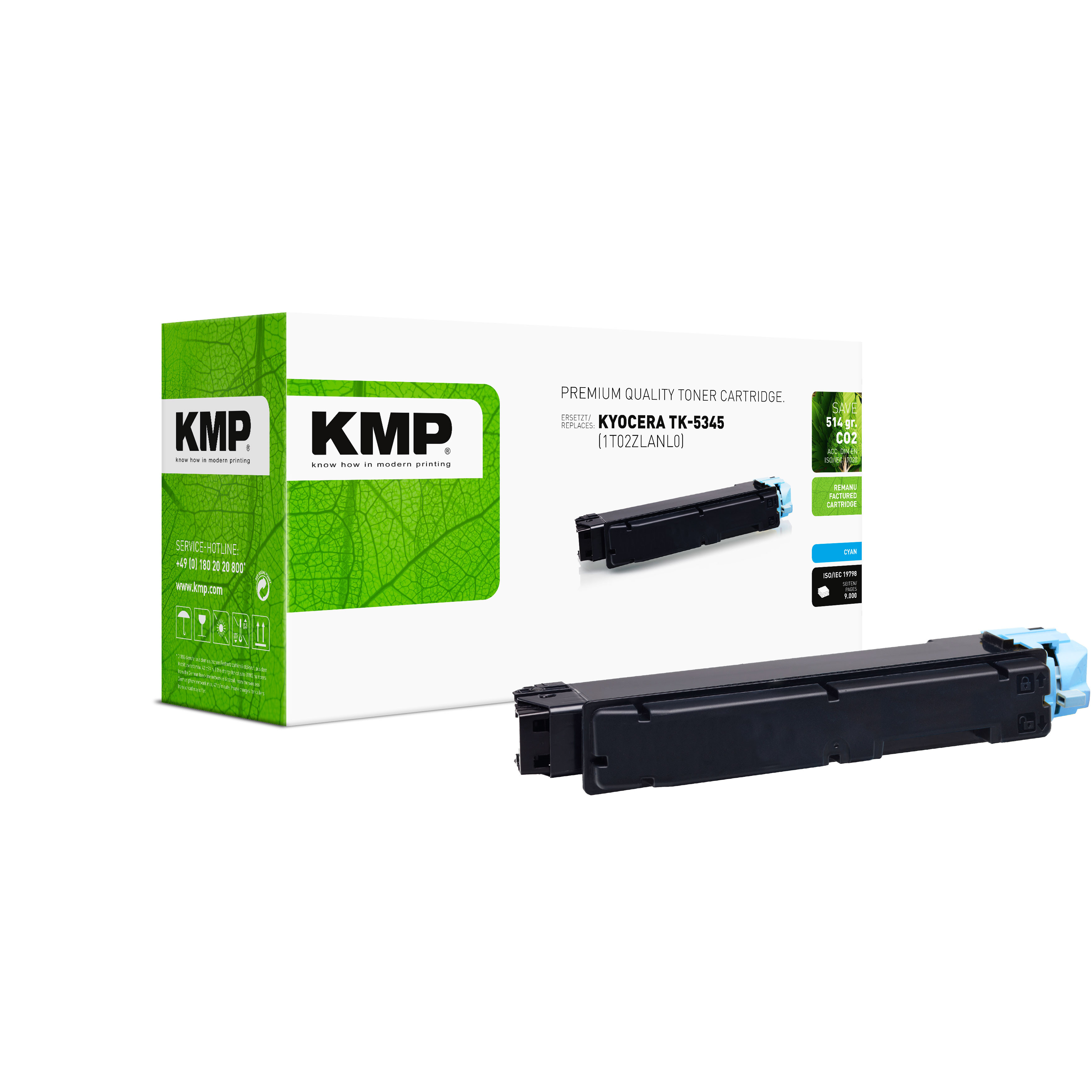 KMP Toner Kyocera TK-5345C (1T02ZLCNL0) cyan 9000 Seiten remanufactured