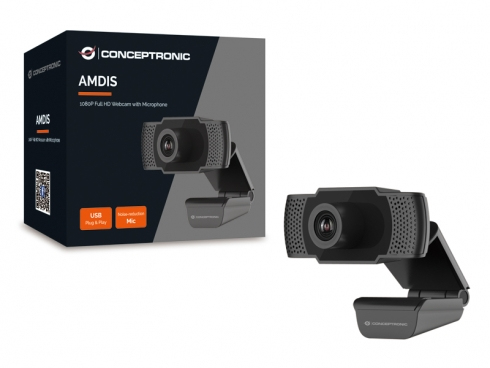 Conceptronic AMDIS 1080P Full HD-Webcam mit Mikrofon - 2 MP - 1920 x 1080 Pixel - 30 fps - Webcam