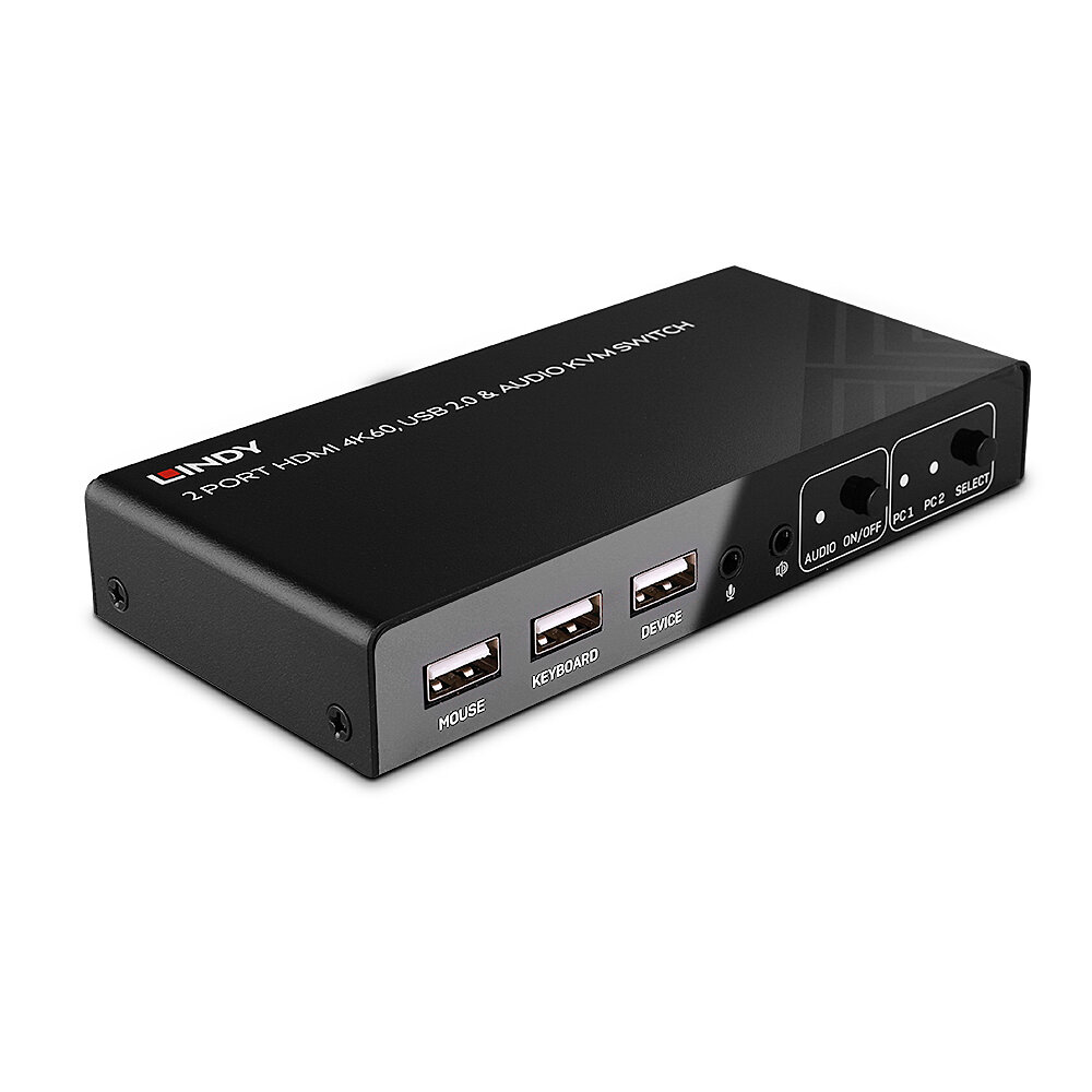 2 Port KVM Switch HDMI 4K60, USB 2.0 & Audio - KVM-Umschalter - 2-Port