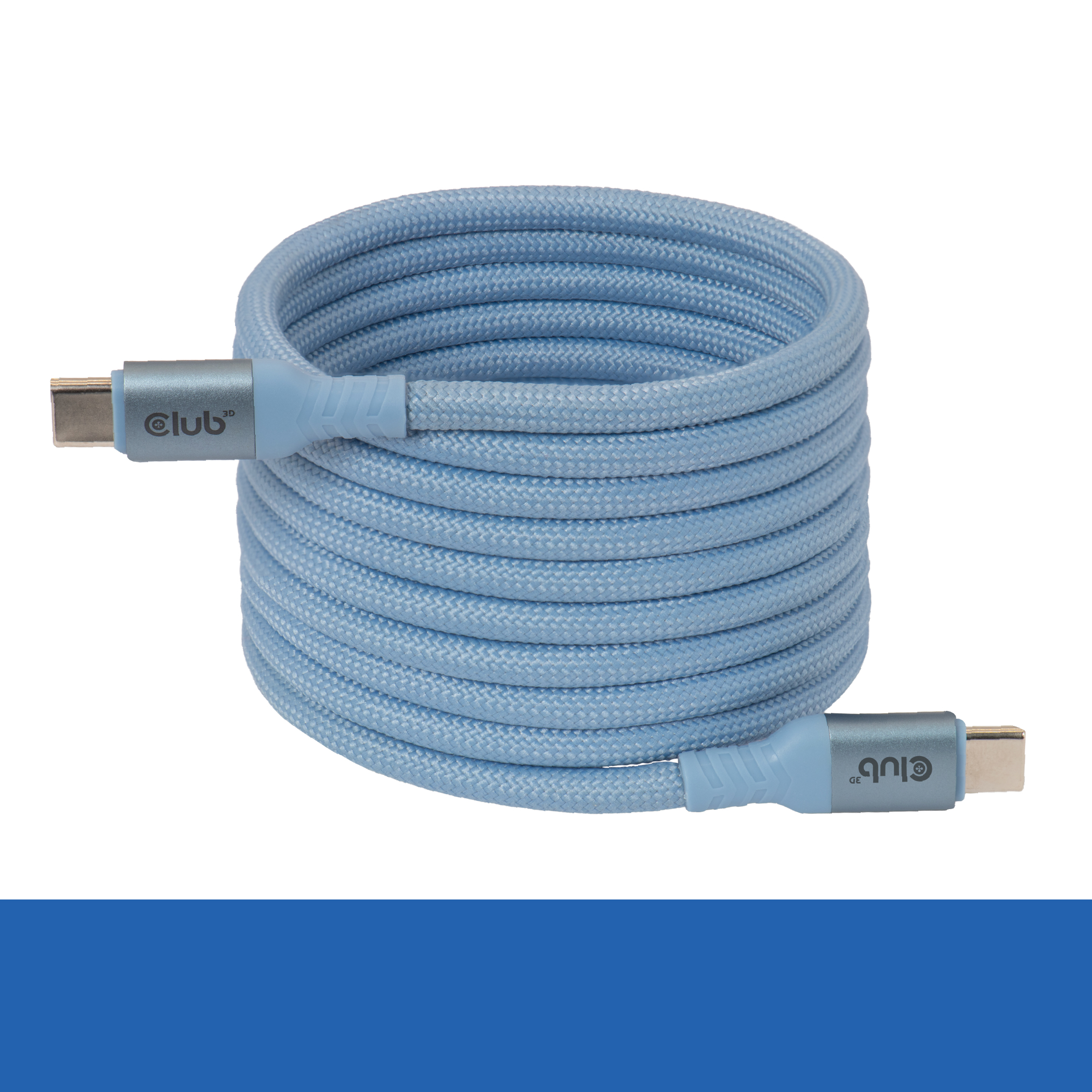 Club3D Lifestyle USB-C Magnetisches Kabel 240W 2m blau St/St