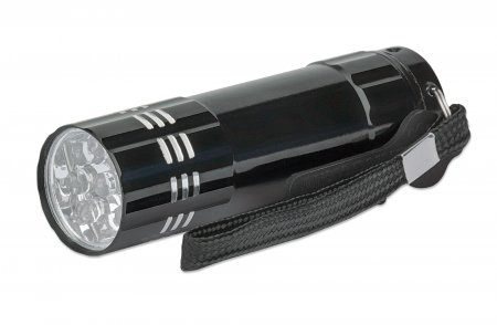3er-Pack LED-Aluminiumtaschenlampe - 45 Lumen Ausgangsleistung - neun LEDs - kompaktes Format - schwarz - Hand-Blinklicht - Schwarz - Aluminium - Tasten - LED - 9 Lampen
